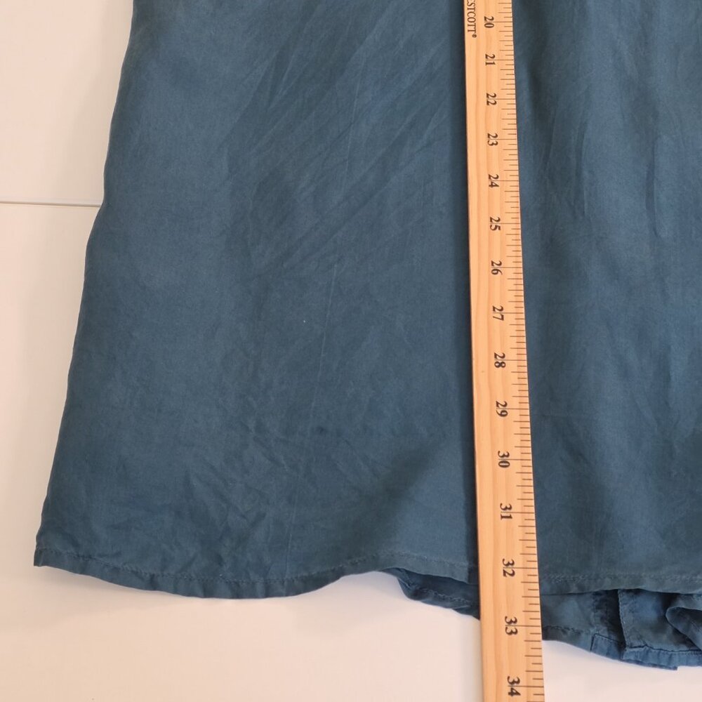 Vtg Stone Silks Shirt Mens L Teal SS Lightweight Button Down Pockets Boho Retro - Picture 7 of 13